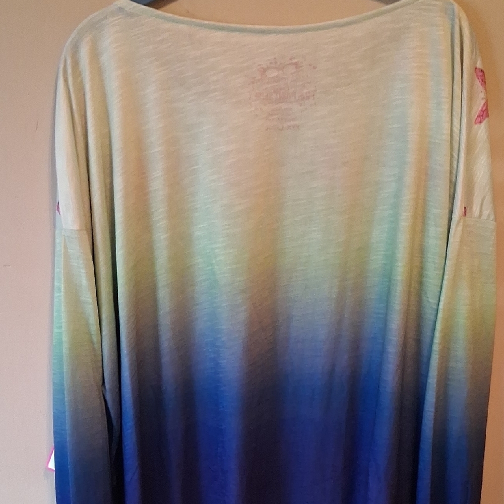 Leoma Lovegrove Butterfly Ombre Long Sleeve Top -  Green to Blue 3x Nwt - Picture 4 of 5